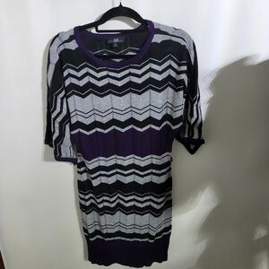 AGB "Sweater" Dress Black Purple Silver, Size S